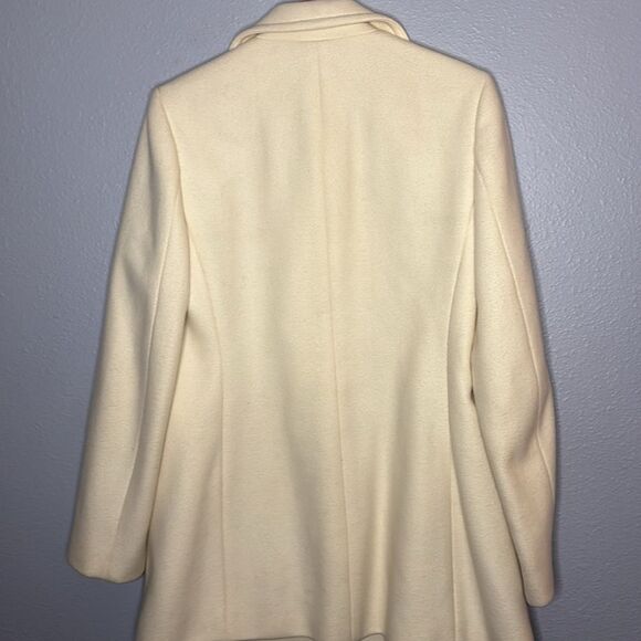 Banana Republic Cream Soft Wool Double Breasted Fully Lined Pea Coat Size Medium - Picture 12 of 16